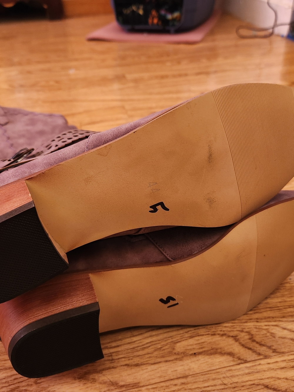 Women’s Purple Faux Suede Western Boots with Buckle Accent 11 - Picture 5 of 5